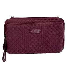 Vera Bradley Wine Microfiber RFID Deluxe All Together Crossbody Wallet NO Straps